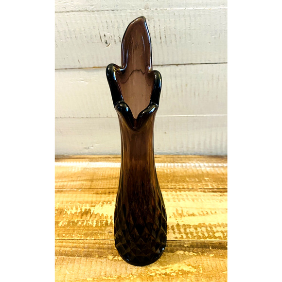 Vintage Mid Century Amethyst Purple Swung Vase 9" Tall - Picture 1 of 9